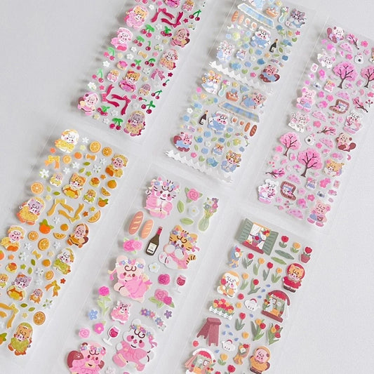 Sakura Cat Stickers for Scrapbooking & DIY Stationery