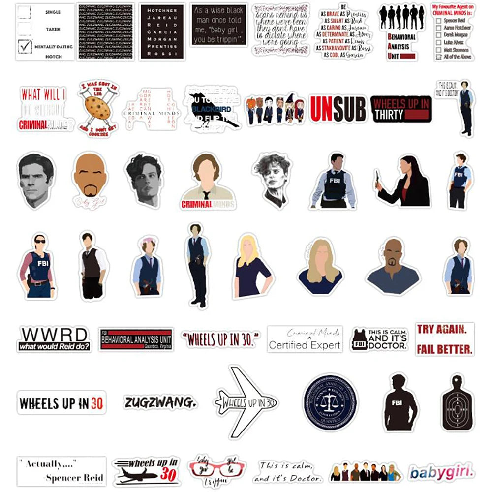 10/30/50PCS TV Show Criminal Minds Sticker Packs