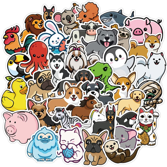 Kawaii Animal Cartoon Stickers for Skateboard, Fridge, Phone, Guitar, Motorcycle, Luggage - 10/30/50PCS