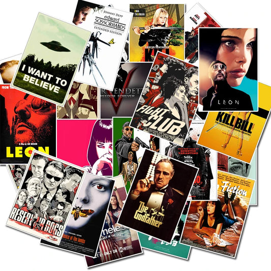 25pcs Classic Movie stickers For Luggage Laptop Art Painting Kill Bill Pulp Fiction Poster Stickers waterproof skateboard toy