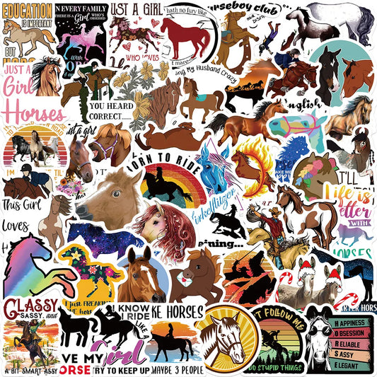 Horse Stickers Pack: Equestrian Aesthetic Waterproof Decals for Laptop, Phone, Luggage, Water Bottle