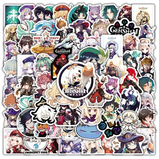 Genshin Impact Anime Stickers Pack - 10/30/50/100 PCS for Car, Bike, Guitar, Phone, Laptop