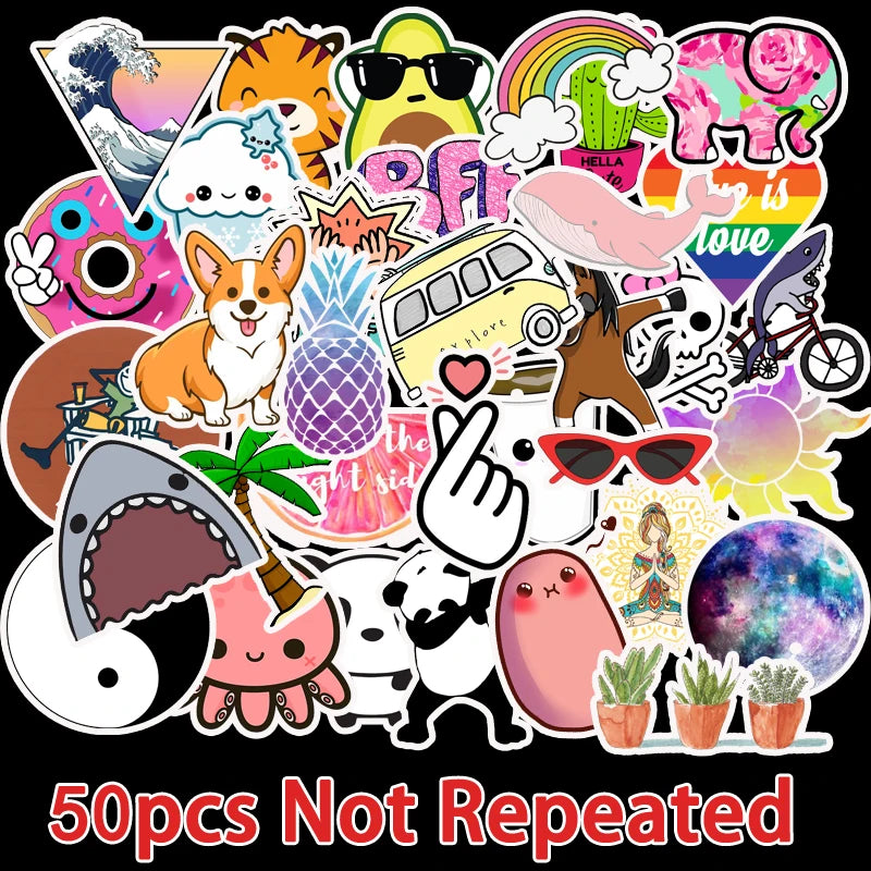 50 PCS/Pack VSCO Girl Stickers Waterproof Cool Stickers For Skateboard Laptop Suitcase Motorcycle Car Decal Toys For Children