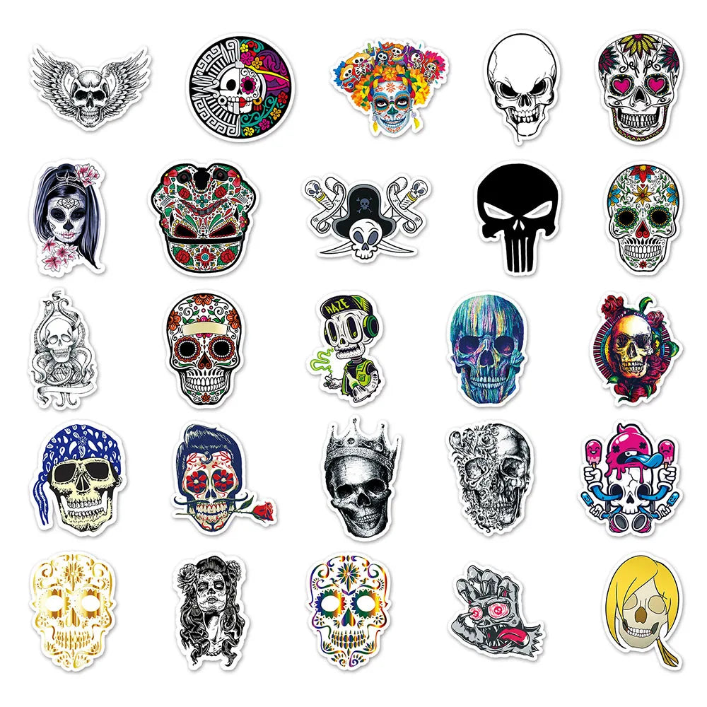 10/30/50/100PCS Horror Skull Zombie Waterproof Skateboard Fridge Bike Laptop Motorcycle Luggage Car Cool Graffiti Decal Sticker