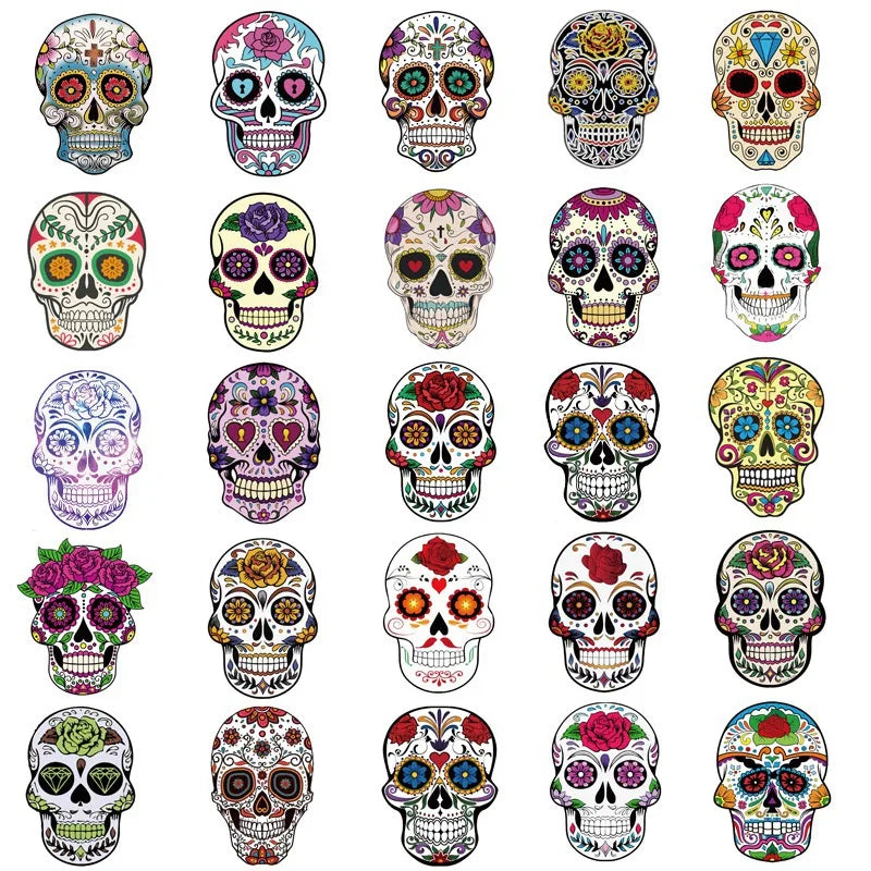 10/30/50PCS Colorful Skull Skeleton Funny Stickers DIY Car Motorcycle Luggage Phone Guitar Laptop Waterproof Joke Toy Sticker