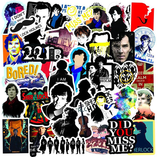 Sherlock Waterproof Stickers 10/30/50PCS for Laptop, Skateboard, Fridge, Motorcycle, Luggage