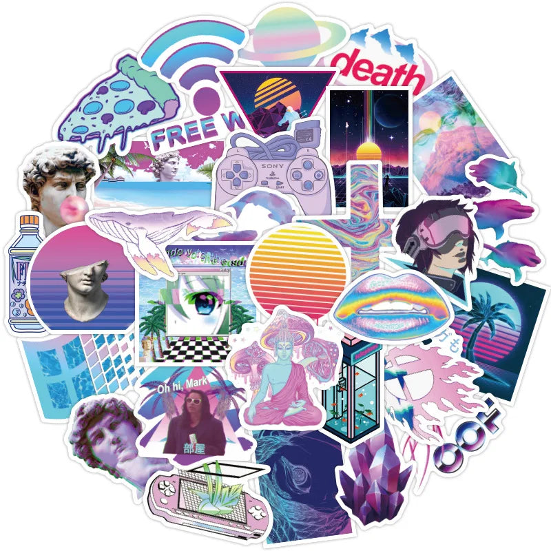 Vsco Vaporwave Stickers Waterproof DIY Skateboard Laptop Phone Decals