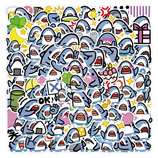 Cute Shark Stickers Pack: Laptop, Phone, Water Bottle, Waterproof Decals
