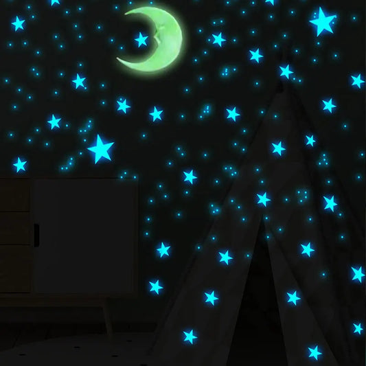 111Pcs Glow in the Dark Star Moon Wall Stickers Kids Room Decor