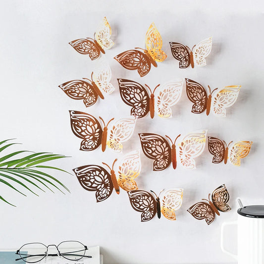 3D Butterfly Wall Stickers Set - 12Pcs Home Decor for Living Room, Party, Wedding