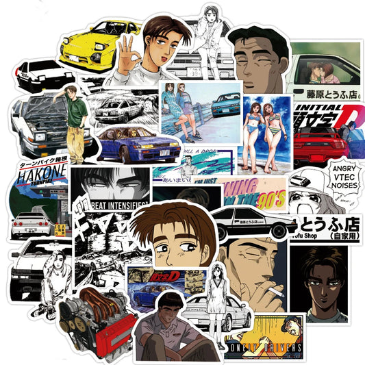 Initial D Stickers Pack: Laptop, Fridge, Guitar, Luggage, Skateboard, Phone, Car, Bike, Waterproof, Graffiti, Kids Toys