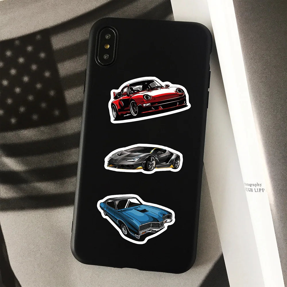 10/30/50/100PCS Retrofit Racing Sports Car Waterproof Stickers Cartoon Graffiti Decals Kids Toy Luggage Laptop Bike Car Sticker