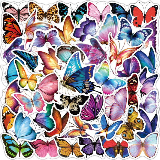 Colorful Butterfly Stickers Waterproof Decals for Fridge, Phone, Guitar, Motorcycle, Luggage