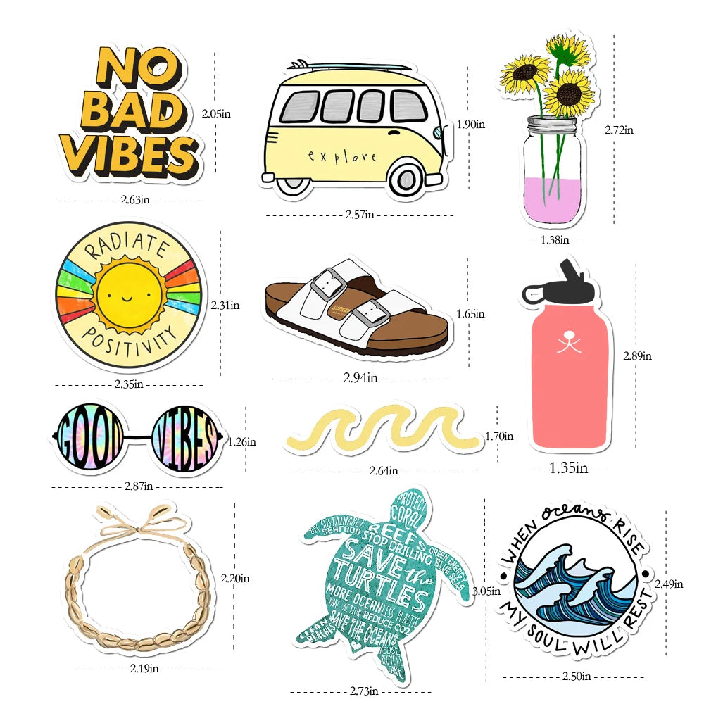 35pcs 100% Vinyl Cute Nature VSCO Girl Stickers for Water Bottles Waterproof Aesthetic Stickers for Girls Laptop Decals