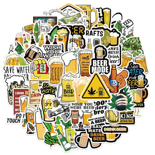 Cute Beer Leaf Cartoon Stickers Pack - Waterproof Decals for Laptop, Motorcycle, Fridge, Car, Guitar