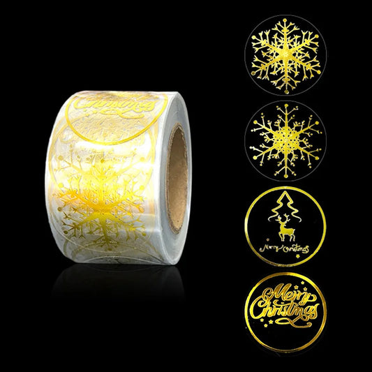 500Pcs Snowflake Transparent Stickers for Gifts, Christmas, Birthday, Wedding Decorations
