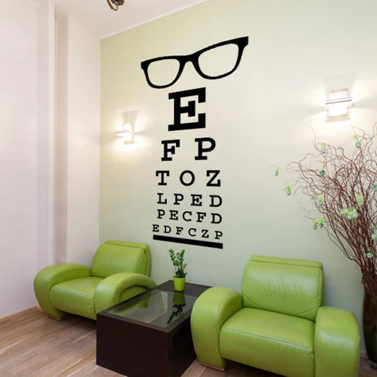 Modern Glasses Eye Chart Wall Sticker Optometry Eyewear Vinyl Decal