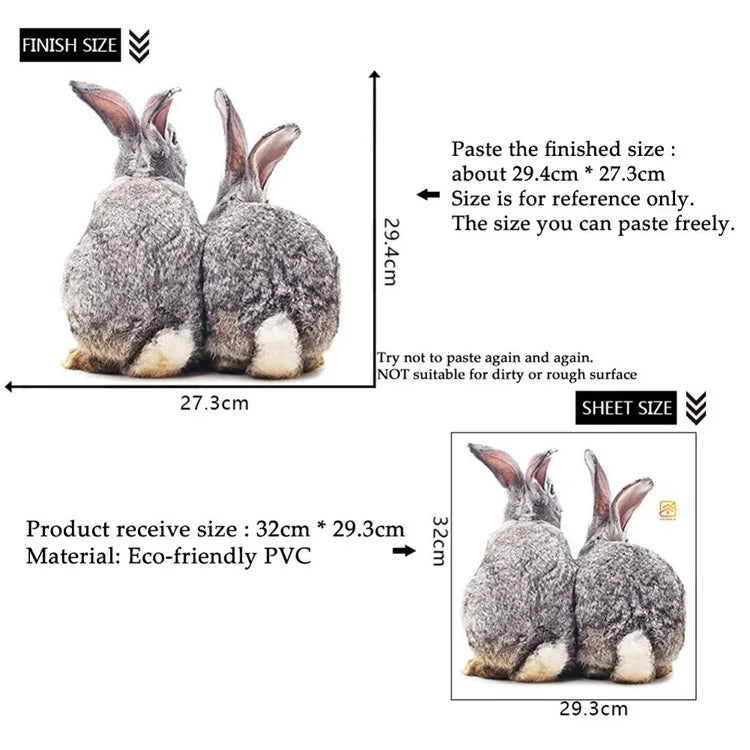 Cute Animal Wall Stickers: Rabbits, Fox, Bird - Kids Room Decor, Removable Decals