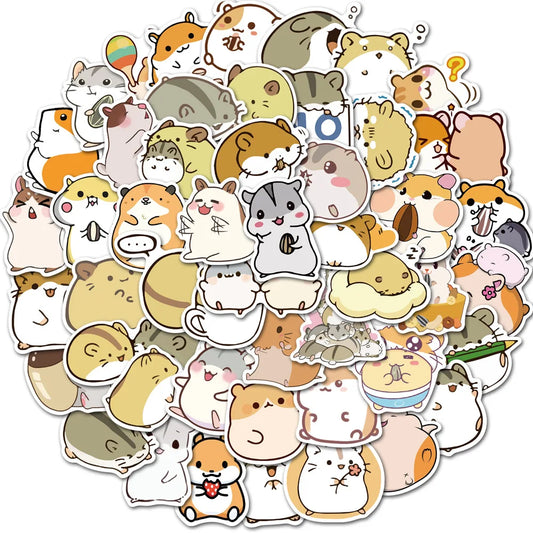 Cute Cartoon Hamster Stickers Pack for Scrapbook, Laptop, Guitar, Luggage