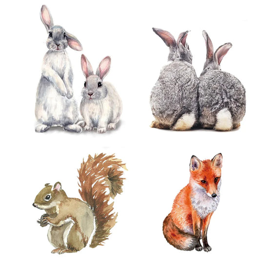Cute Animal Wall Stickers: Rabbits, Fox, Bird - Kids Room Decor, Removable Decals
