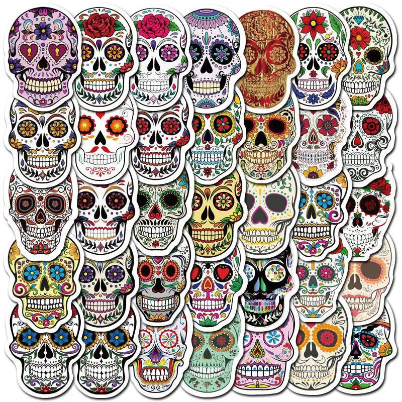 10/30/50PCS Colorful Skull Skeleton Funny Stickers DIY Car Motorcycle Luggage Phone Guitar Laptop Waterproof Joke Toy Sticker