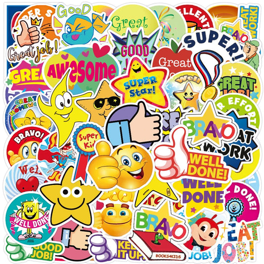 Mother Teacher Reward Stickers Waterproof Decals for Laptop Guitar Luggage Phone Kid Toys