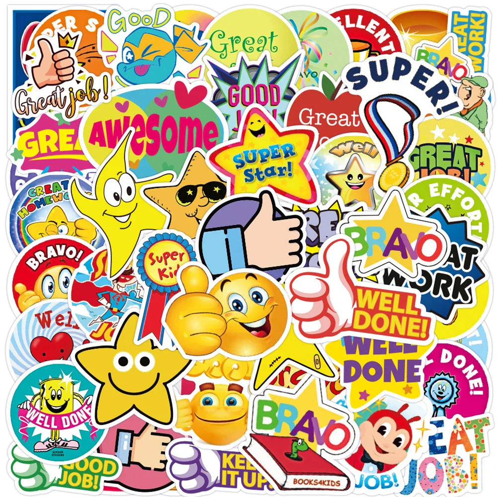 Mother Teacher Reward Stickers Waterproof Decals for Laptop Guitar Luggage Phone Kid Toys