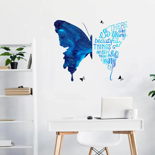 Blue Butterfly Wall Stickers - Bedroom Living Room Sofa Background Decor Decals