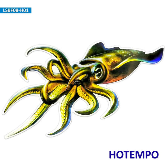 7.87inch 20cm Laser Big Size Sea Fish Squid Yellowfin Bluefin Perch Holographic Stickers for Fisherman Boats Luggage Car Sticker