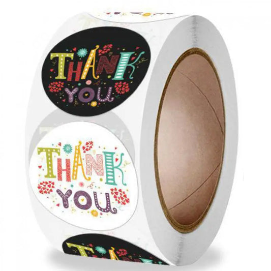 500pcs Funny Thank You Stickers Roll , Round Thank You Labels for Greeting Cards, Flower Bouquets, Gift Wraps, Tags, Mailers Bag