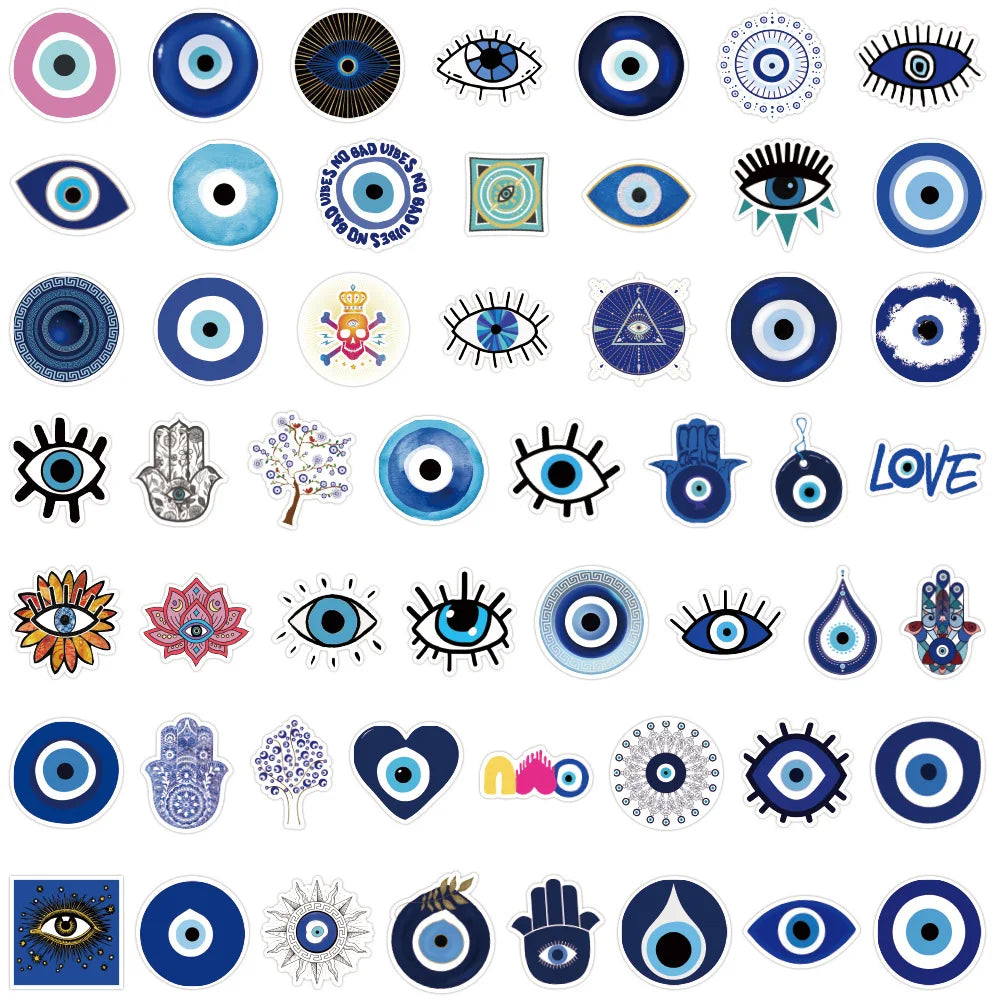 10/30/50pcs Cool Turkish Evil Eye Graffiti Stickers Aesthetic Cartoon Decals Kids Toy DIY Diary Laptop Luggage Phone Car Sticker