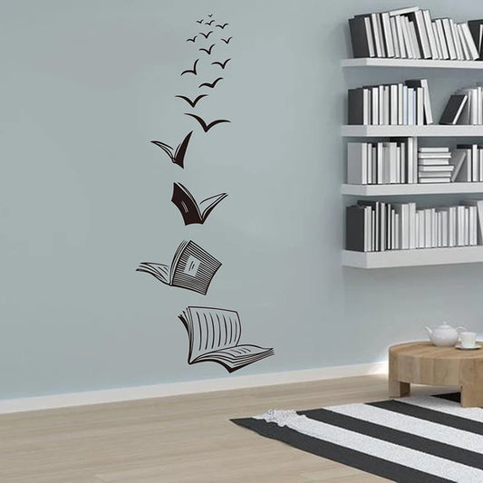 Fly Birds Wall Sticker Library Classroom Reading Book Decal School Bedroom Vinyl Decor