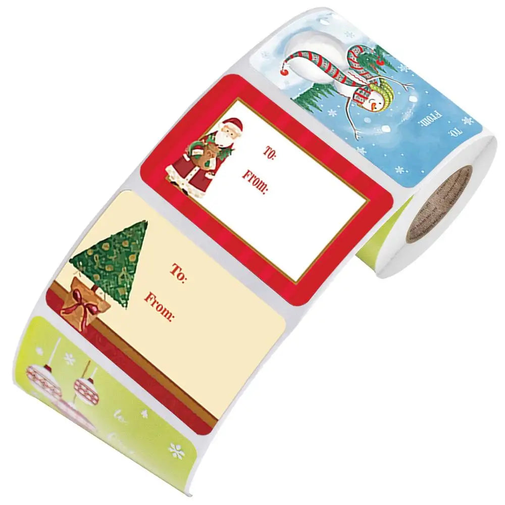 250pcs/roll Christmas Gift Name Tags XMAS Stickers 6 Designs AdhesivePresent Seal Labels Christmas Decals Gift Packag 5*7.5cm