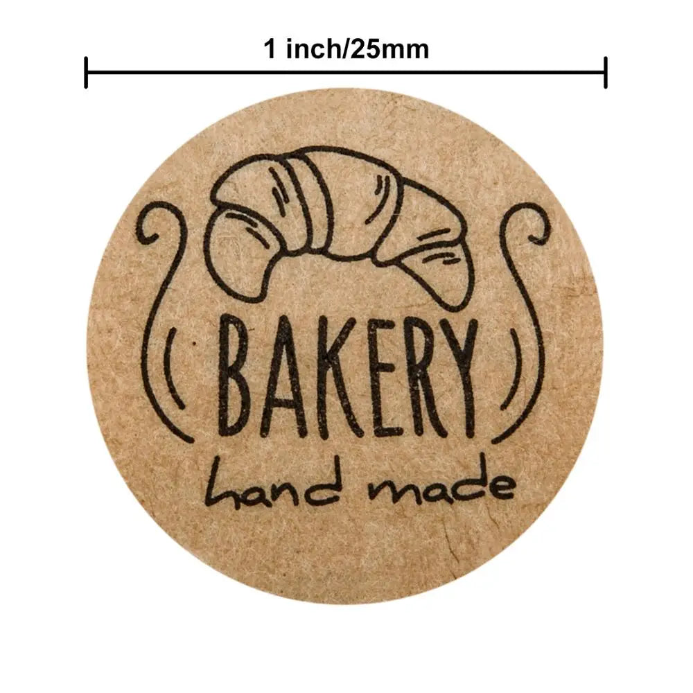 100-500pcs Kraft Paper Hand Made Stickers "bakery" Scrapbooking For Cookie Boxes Seal Labels Sticker Cute Stationery