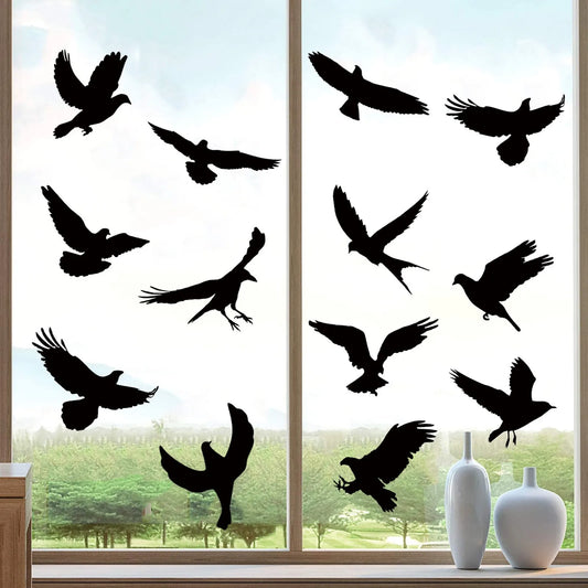 Anti-Collision Sticker Black Bird Glass Windows Stickers Static Electricity Removable Windows DIY Wall Decals Home Decoration