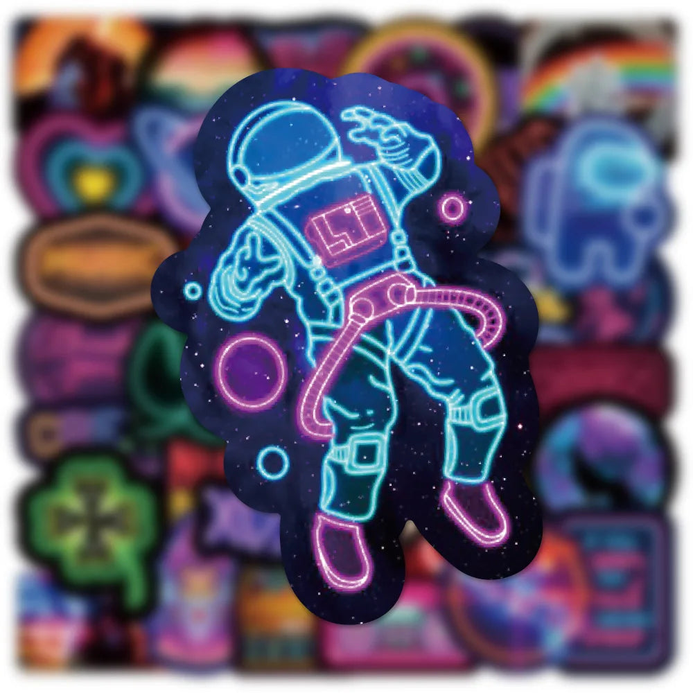 10/30/50/100PCS Cartoon Neon Light Graffiti Sticker Packs