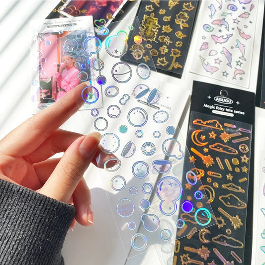 Whale Silver Stickers: Aesthetic Scrapbooking Supplies