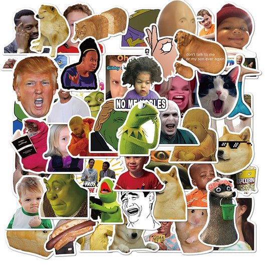 Funny Meme Graffiti Stickers Pack for Kids - Motorcycle, Luggage, Skateboard Decals