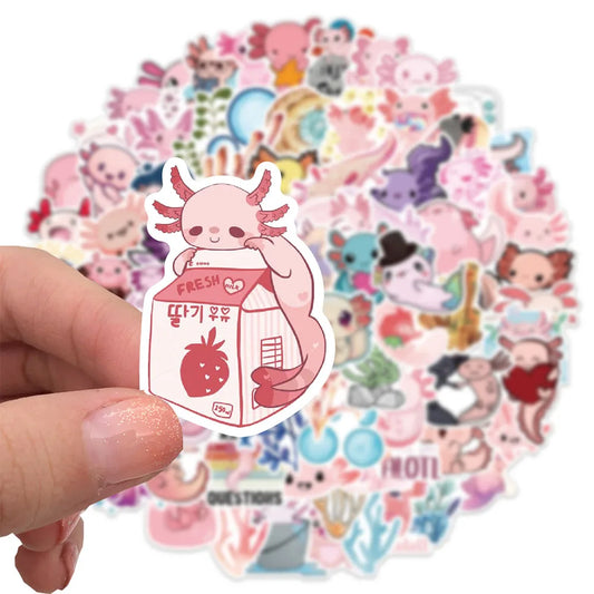 Axolotl Cartoon Stickers Pack - Cute Animal Decals for Kids, DIY, Scrapbook, Laptop