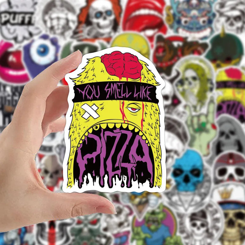 10/30/50PCS Terror Series Skull Graffiti Stickers Guitar Laptop Skateboard Luggage Phone Bike Waterproof Cool Stickers Kid Toy