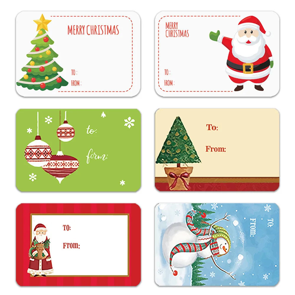 250pcs/roll Colored Christmas Stamp Design Kraft Seal Sticker Kraft Paper Material Stick DIY Multifunction Gift Sticker