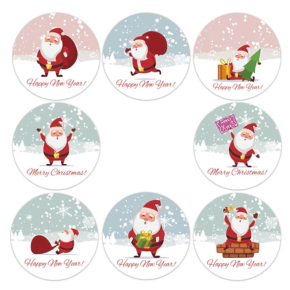 100-500Pcs Merry Christmas Stickers Festival Gift Packaging Seal Labels for New year decor, Greeting cards, Candy bags Stickers