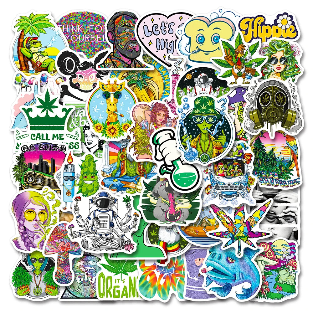 10/30/50 PCS Psychedelic Weed Relaxation Sticker Packs