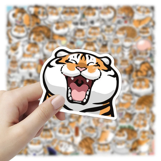 Anime Tiger Animal Stickers - Waterproof Decals for Laptop, Guitar, Luggage, Phone, Office, Kids (10/50/100PCS)