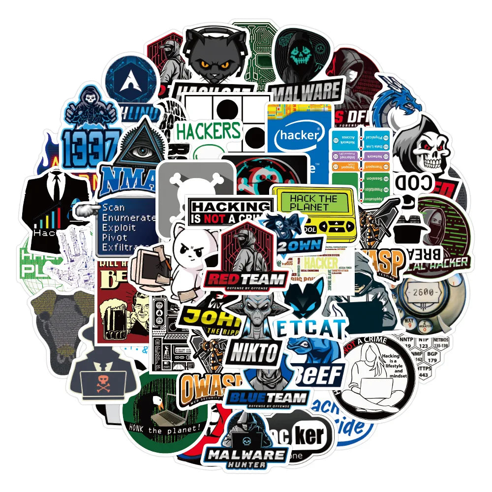 Hacker Programming Stickers Waterproof Laptop Phone Skateboard Fridge Guitar Luggage Car Decals