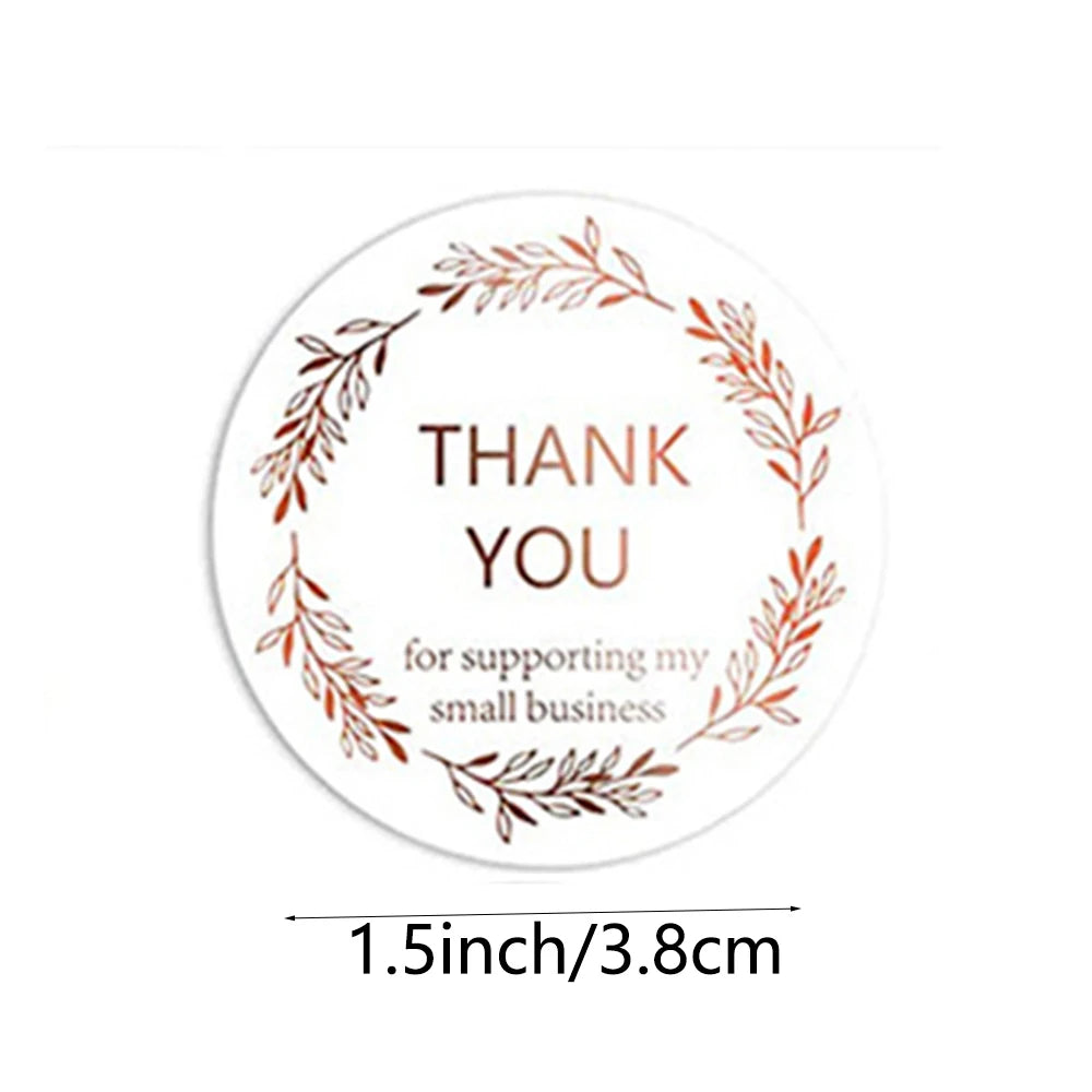 500Pcs/roll Round Labels Thank You Sticker Kraft Paper Dragees Candy Flower Garland Gift Box Cupcake Packaging Wedding Stickers