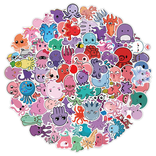 Cute Octopus Stickers Kawaii Cartoon Animal Decals Waterproof Laptop Skateboard Phone Car 10/30/50/100pcs