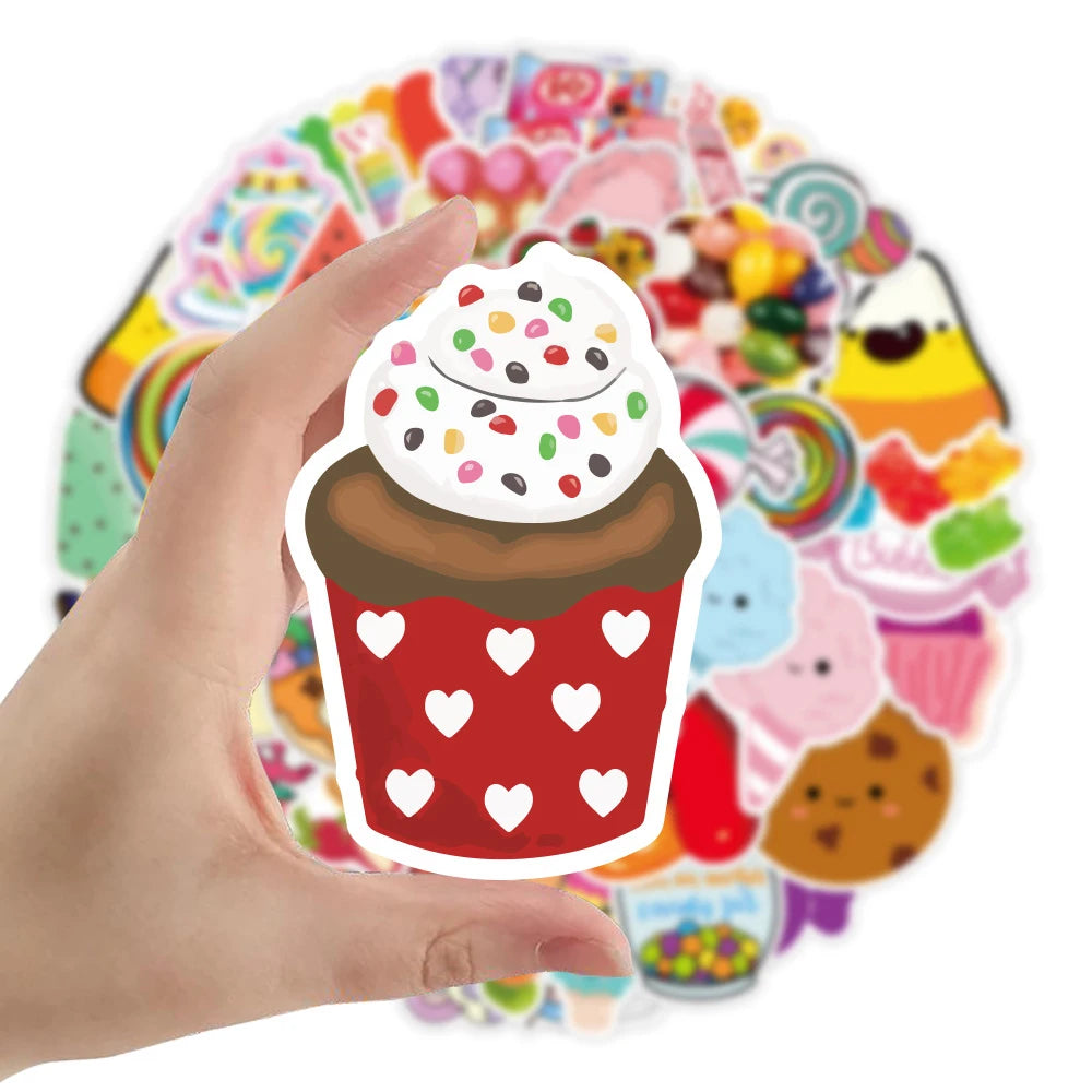 10/30/50PCS Food Colorful Candy and Sweets Sticker Pack