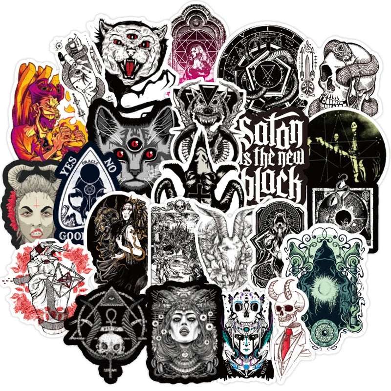 Gothic Horror Devil Witch Stickers for Skateboard, Luggage, Guitar, Laptop, Kid Toy - 10/30/50PCS