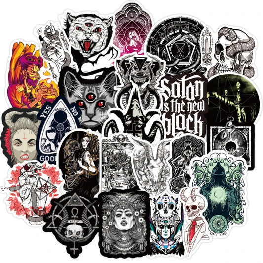 Gothic Horror Devil Witch Stickers for Skateboard, Luggage, Guitar, Laptop, Kid Toy - 10/30/50PCS